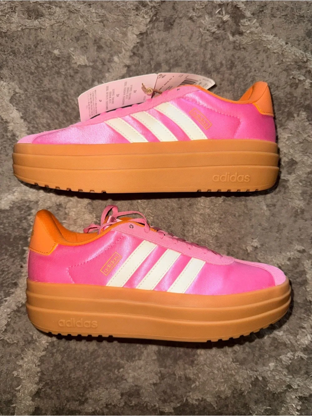 adidas VL Court Bold J Pink Orange Platform Sneakers US 4 NWT